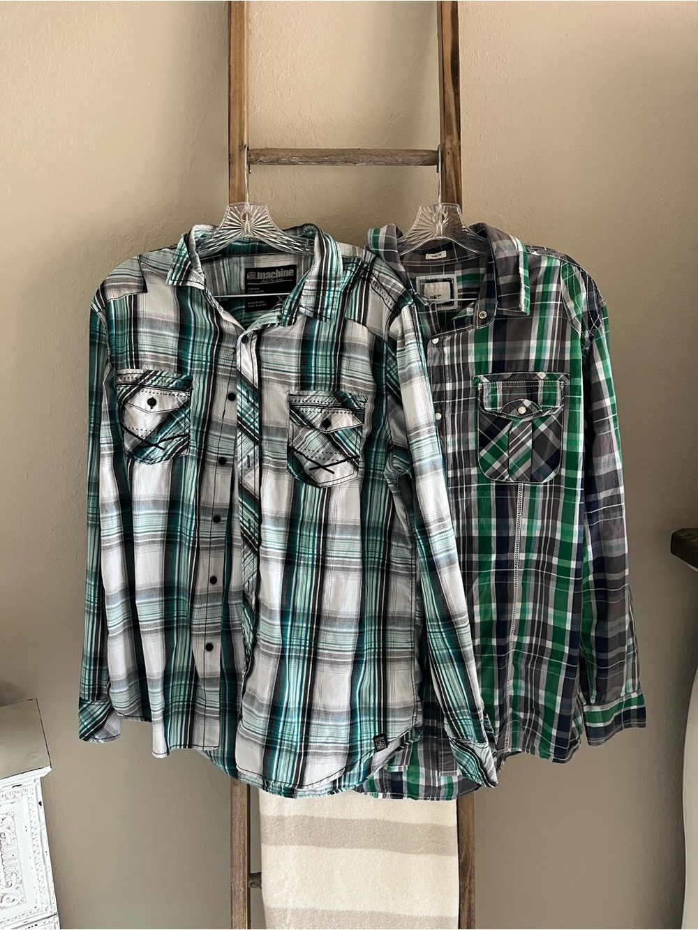 BKE Plaid Button-Down Shirt and a machine plaid button down shirt